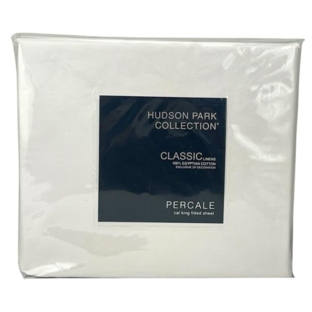 Hudson Park Classic Linens Percale California King Fitted Sheet Vanilla Sky